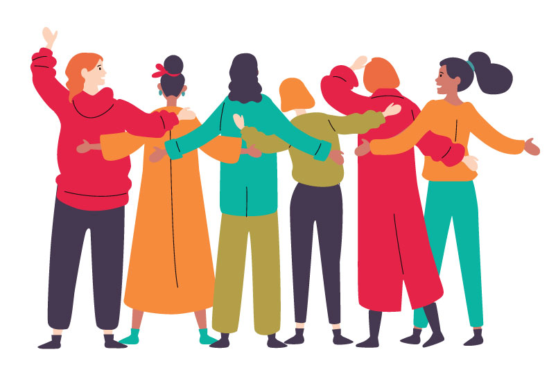 Illustration of a group of girlfriends