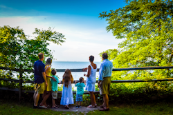 Family at scenic overlook along the James River at Historic Fort Boykin