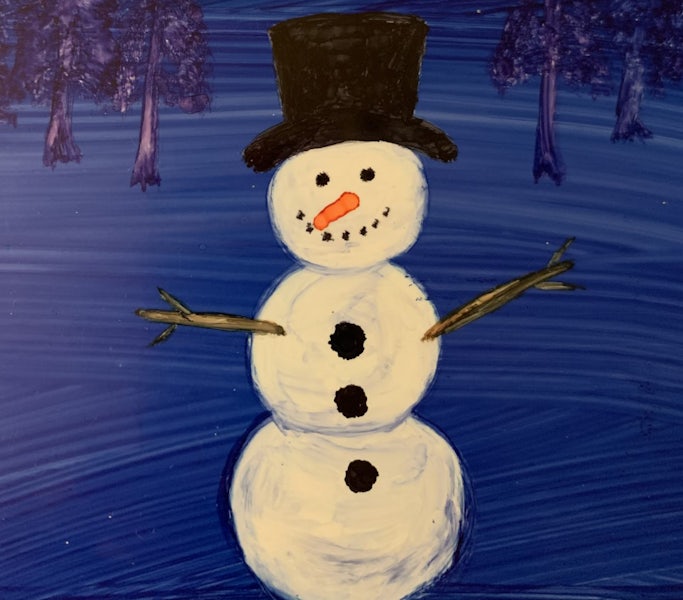 Happy Snowman  Alcohol Ink on Ceramic Tile Class