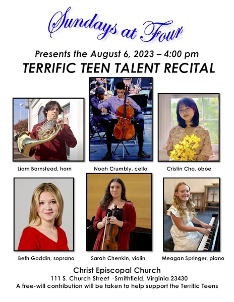 Sundays at Four 2023 Terrific Teen Talent Recital