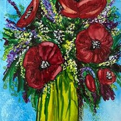 Abstract Floral Bouquet in Alcohol Ink Class