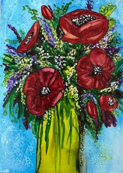 Abstract Floral Bouquet in Alcohol Ink Class