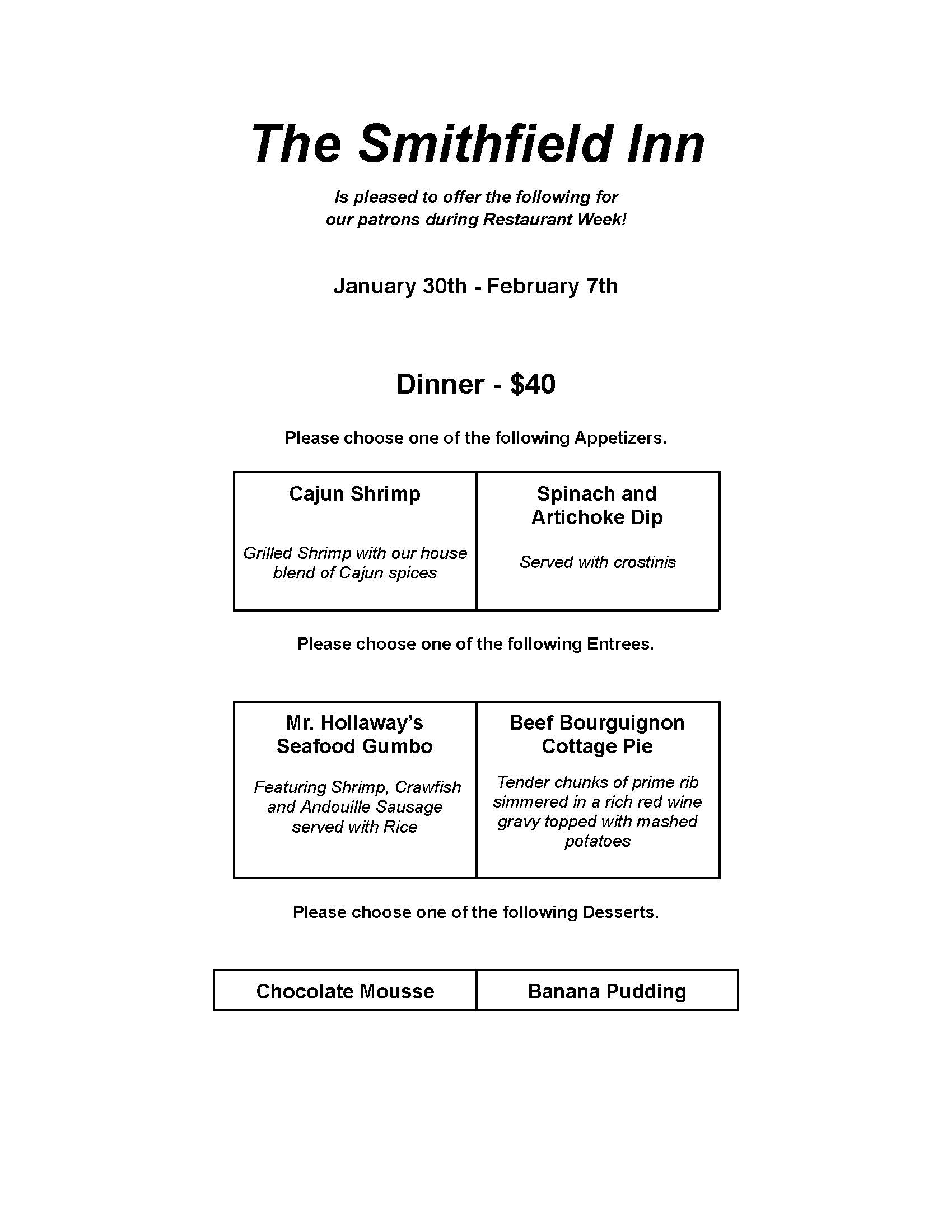 Restaurant Week 2026